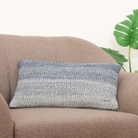 Ombre Moss Knit Cushion Cover  Natural Blue Grey 12X20  Inches
