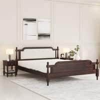 Regal Shesham Solid Wood King Size Bed Non Storage Bed In Provincia Teak Finish