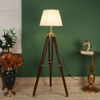 Aubre Off White Cotton & Silk Mix Shade Floor Lamp
