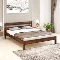 Roverb Engineered Wood Queen Size Non Storage Bed in Brown Maple Finish