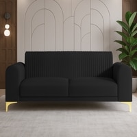 Veniza Velvet 2 Seater Sofa In Black Colour