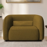 Zenol Boucle Fabric 1 Seater Sofa In Yellow