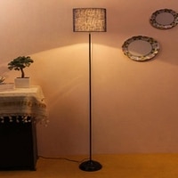 Vann Blue Natural Fiber Floor Lamp with Black Iron Base