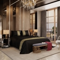 Stoa Paris Satin Bedsheet for Double Bed (228 Cm x 254 cm) with 2 Pillow Covers heet for Black Black