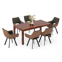 Atlas Solid Wood 6 Seater Dining Table With set of 6 Casey Swivel Dining Chairs
