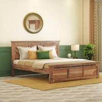 Fidora Solid Wood King Size Non Storage Bed In Teak Finish