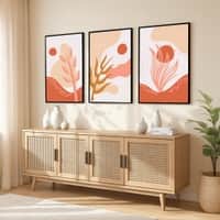 The Castle Decor Boho Abstract Botanical Wall Art Set of 3 Design 11 11x17 Inch