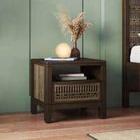 Masai Solid Wood Bedside Table in American Walnut Finish
