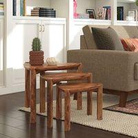 Clapton Solid Wood Side Table in Teak Finish