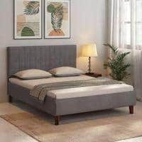 Checkered Engineered Wood Queen Size Non Storage Bed In Honey Oak Finish