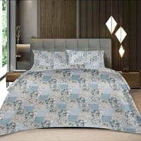 Blue Floral 400 TC Cotton Flat Superking Bed Size Bedsheet With 2 Pillow Cover From Threads