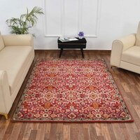 Multicolor Traditional Machine Made Polyester 5 X 7 Feet Carpet