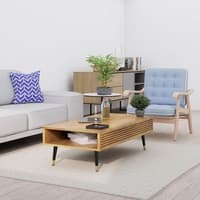 Hexa Engineered Wood Coffee Table With Metal Legs In Giant Wood