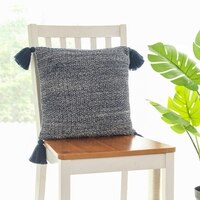Moss Knit Navy  And Natural Cotton Cushion Cover 16X16 Inches