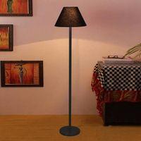 Vihaan Black Fabric Shade Floor Lamp with Black Iron Base
