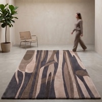 Handmade Wool Area Rug Modern Abstract Brown Charcoal 9 x 12 Feet Carpet
