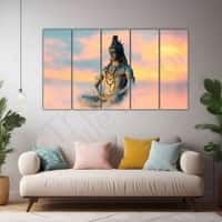 The Castle Decor Lord Shiva Heaven Wall Art Set of 5 27x48 Inch