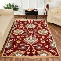 Presto Red Traditional Hand Tufted Wool Carpet 6X9 Feet