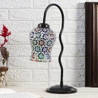 Multicolor Mosaic Glass Zig Zag Curvy Table lamp with Iron Base (EN11)