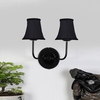 Devansh Dual Black Wallmounted Lamp With Cotton Black Shade