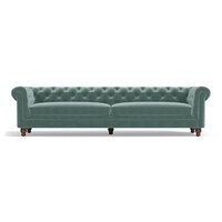 Winchester Luxe 4 Seater Fabric Sofa in Dusty Turquoise Velvet Colour