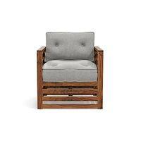 Raymond Wooden Sofa - Teak Finish (Vapour Grey) (Finish : teak; Custom Set - Sofas : 0001; Standard Set - Sofas : none; Sofa Material : fabric; Sofa Size : regular; Sofa Type : regular; Colour : vapour grey)
