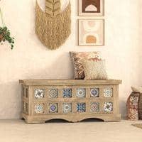 Azul Solid Wood Bench In Brushed Bali Oak Finish