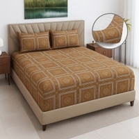 Floral 400 TC Cotton Queen Size Bedsheet With 2 Pilllow Covers  Threads