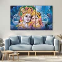 The Castle Decor Radha Krishna Spiritual Wall Art Framed Painting 27x48 Inch (Style 6)
