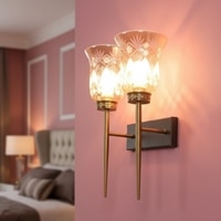 Eliante Modern Wall Lights Mild Steel, Glass & Glass Material Antique,Brown & Golden Finish