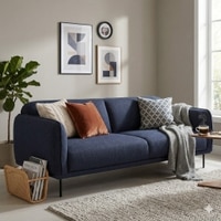 Scandinavian Mira Three Seater Sofa Blue Matte Finish