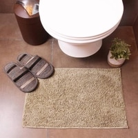 Kyleigh Beige Solid Natural Fiber 23x15 inches Anti-Skid Bath Mat