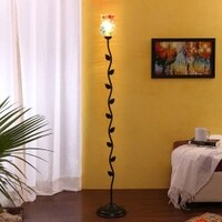 Thatcher Black Glass Shade Floor Lamp
