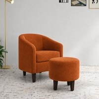 Daviana Boucle Fabric Lounge Chair in Orange Colour