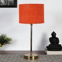 Orange Jute with Metal Gold Table Lamp