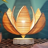 Amelia Rose Bamboo table lamp with White Brushed wood base