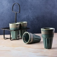 Blue Kulhad Caddy Handcrafted Kulhad Set – Set of 4