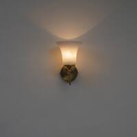 AURORA Modern Brass Wall Light with Frosted White Glass Shade