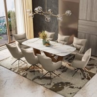 Paloma 8 Seater Pluto Spanish Ceramic Dining Table With 8 Beck Dining Chairs (Finish : Pluto Spanish Ceramic, Chair Colour : Taupe Leatherette)