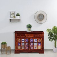 Sheesham Wood Sideboard In Honey Oak Finish