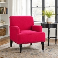 Terren Boucle Fabric Lounge Chair in Red