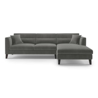 Lewis Sectional Sofa (Colour : Ash Grey Velvet, Cushion : Hard, Seater : Right Aligned 3 Seater + Right Aligned Chaise)