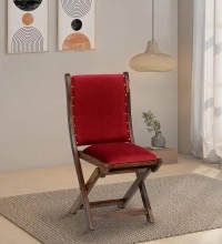 Morila Chair in Provincial Teak Finish with Red Velvet Fabric