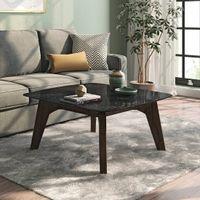 Galaxy Square Stone Coffee Table In American Walnut Finish