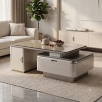 The Horizon Executive Dual Tier MDF Coffee Table Warm Metallic Taupe