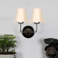 Devansh Dual Steel Metal  Wallmounted Lamp With Cotton Off-White Shade