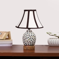 Devansh Multi Cotton Shade Lamp With Wood & Mosaic Glass Base For Decoration/Office/Home/Gifting/Study For Decoration/Office/Home/Gifting/Study