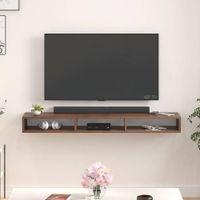 Primax Solo Engineering Wood Wall Mount TV Entertainment Unit Set Top Box Stand/TV Cabinet with Shelves for Books & Décor Display Unit, Ideal for 50 Inches (Brown Maple/DIY)