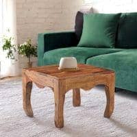 Lyon Sheesham Wood Contemporary Square Coffee Table In Natural Teak Finish