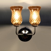 Devansh Steel Electric Wall Light in Steel Colour with Lavender Shade Count of 2 Lights